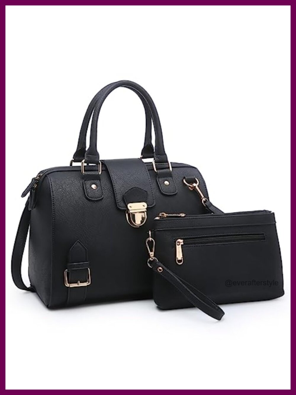 Vegan Leather Satchel Purse Work Tote Top Handle Handbag